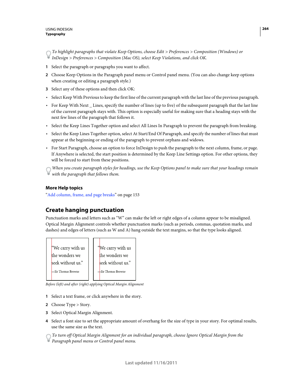 Create hanging punctuation | Adobe InDesign CS5 User Manual | Page 270 / 710