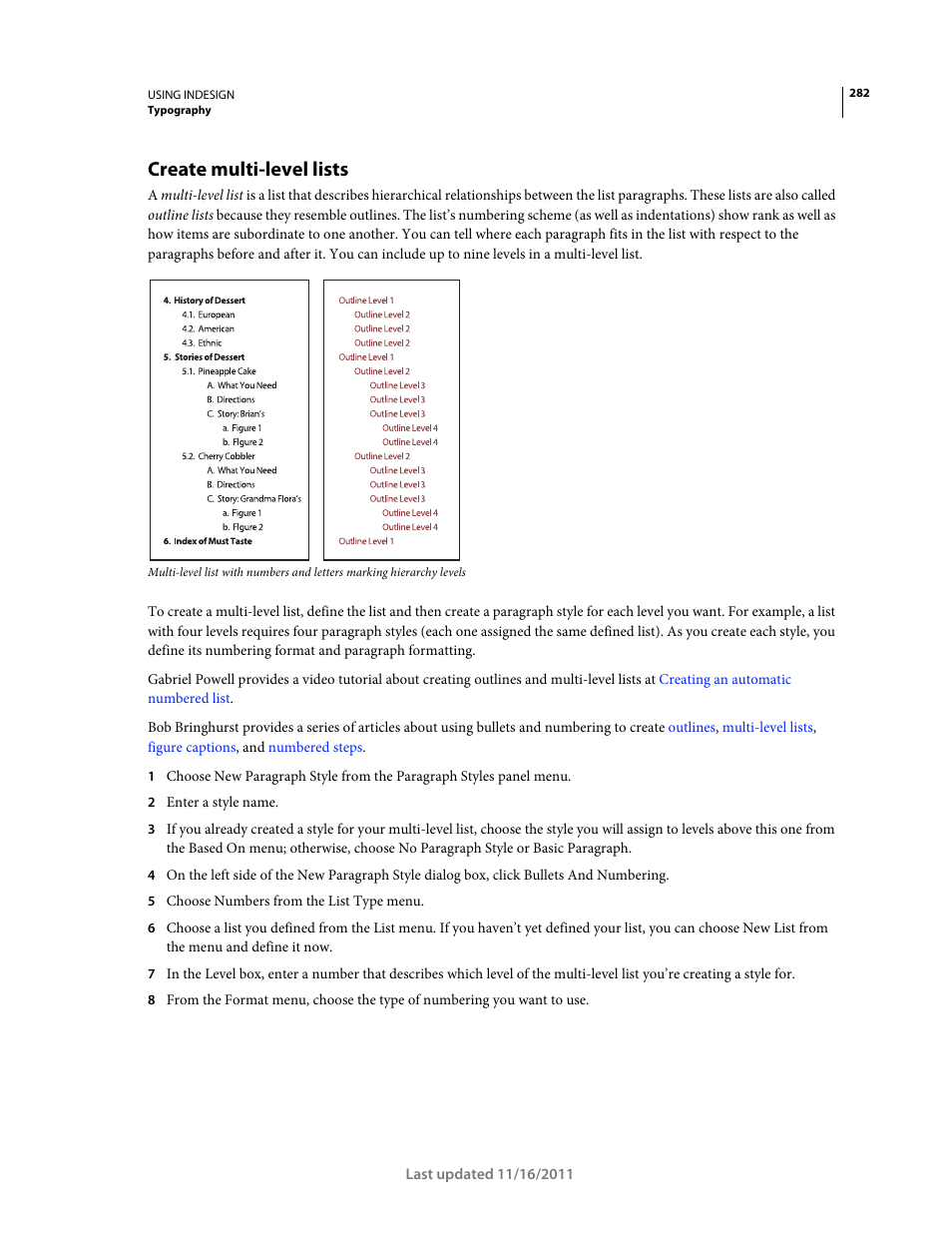 Create multi-level lists | Adobe InDesign CS5 User Manual | Page 288 / 710