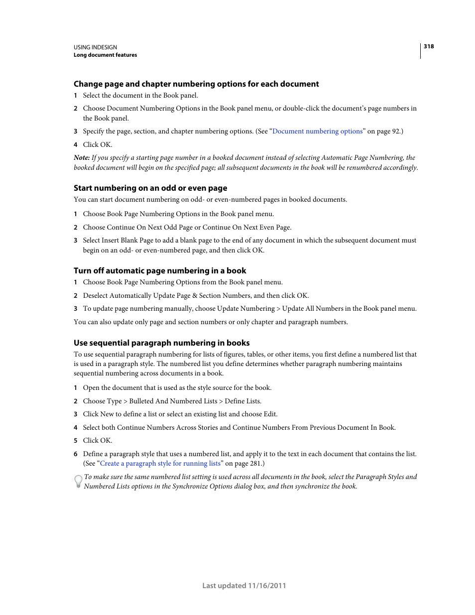 Use sequential paragraph numbering in books | Adobe InDesign CS5 User Manual | Page 324 / 710