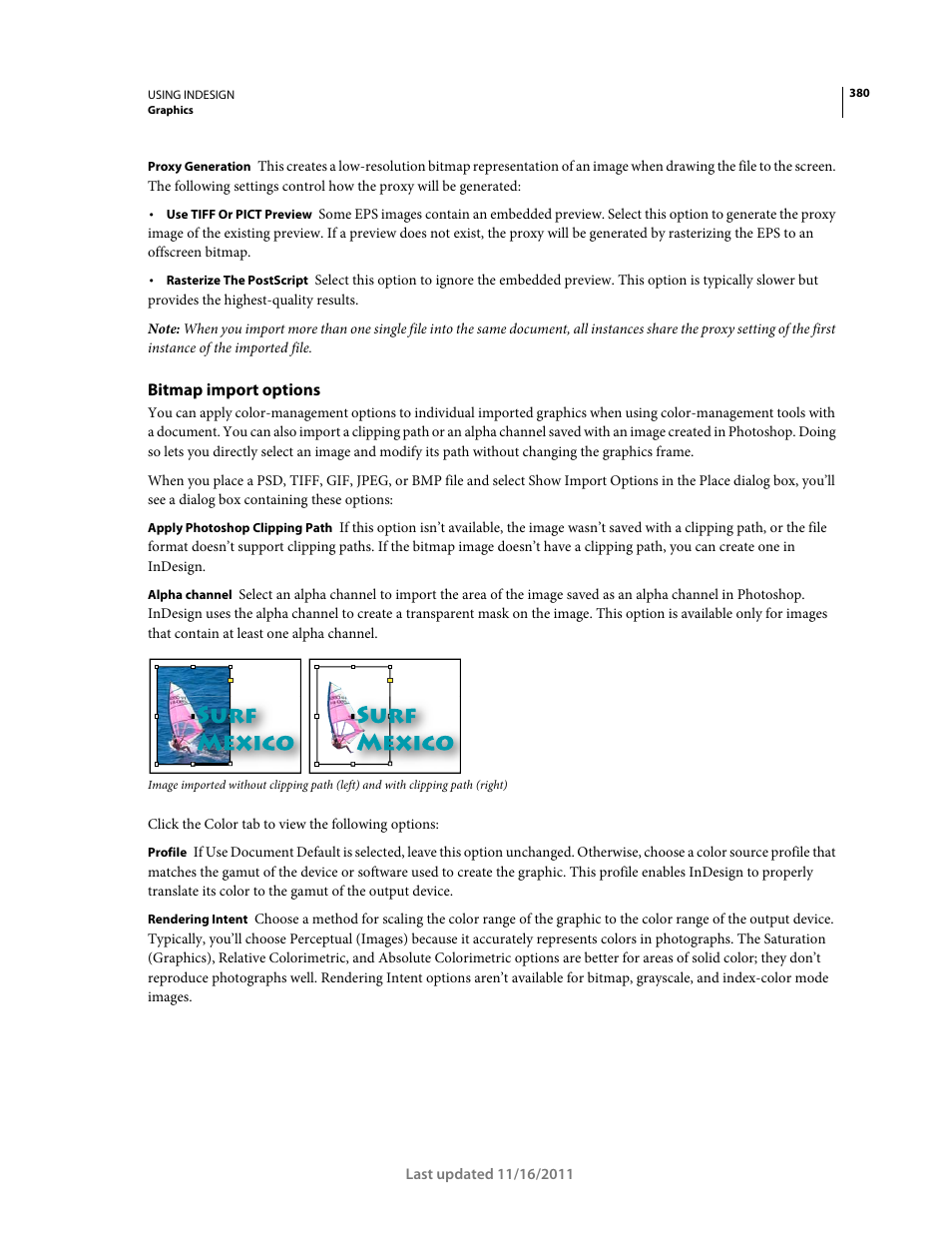 Bitmap import options | Adobe InDesign CS5 User Manual | Page 386 / 710