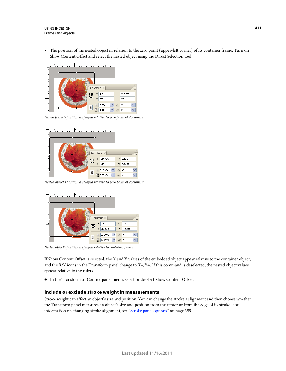 Include or exclude stroke weight in measurements | Adobe InDesign CS5 User Manual | Page 417 / 710