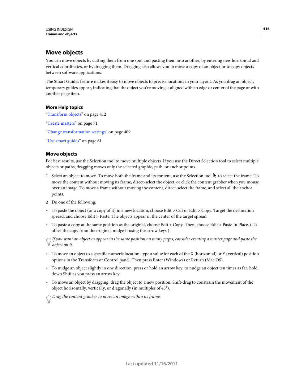 Move objects | Adobe InDesign CS5 User Manual | Page 422 / 710
