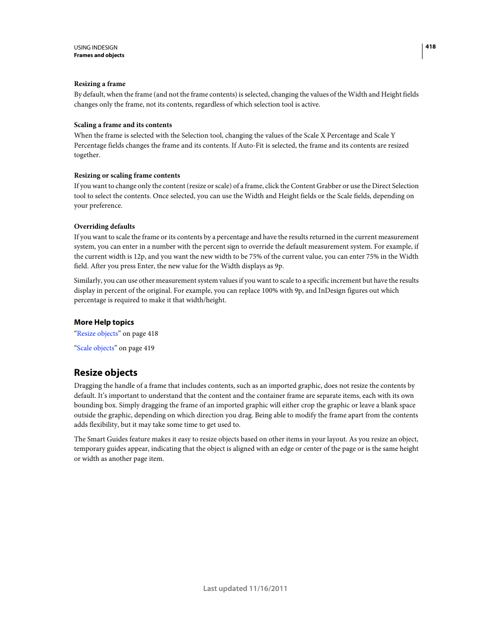 Resize objects | Adobe InDesign CS5 User Manual | Page 424 / 710