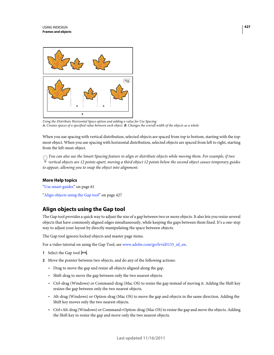 Align objects using the gap tool | Adobe InDesign CS5 User Manual | Page 433 / 710