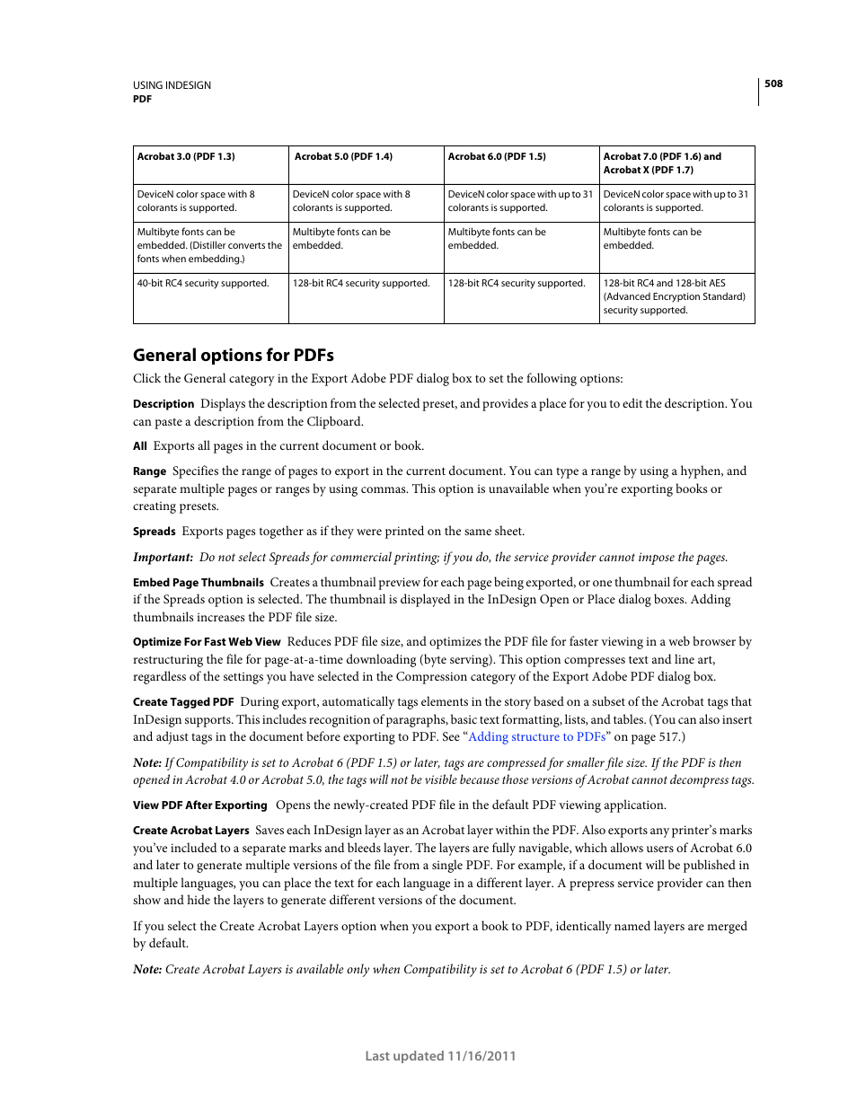 General options for pdfs | Adobe InDesign CS5 User Manual | Page 514 / 710