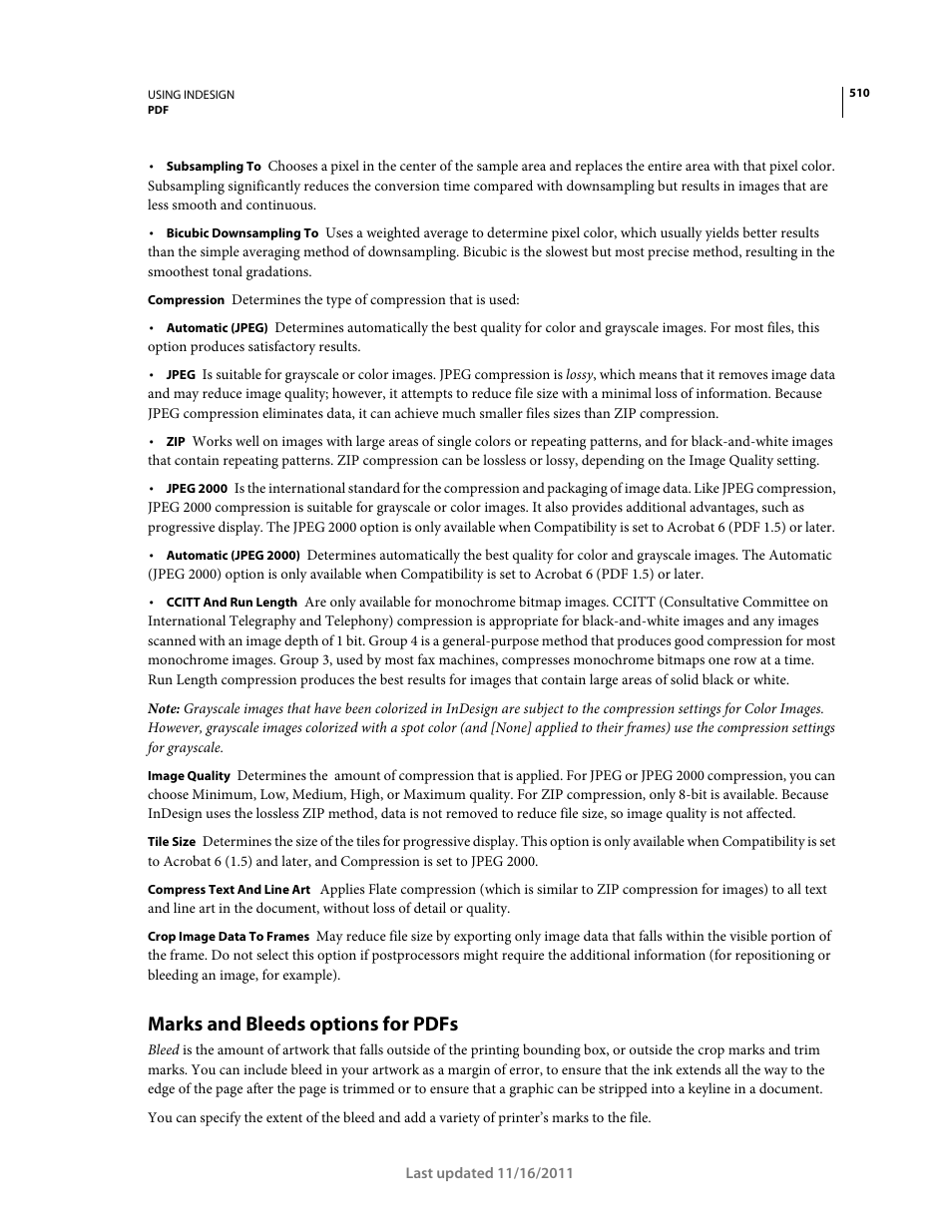 Marks and bleeds options for pdfs | Adobe InDesign CS5 User Manual | Page 516 / 710