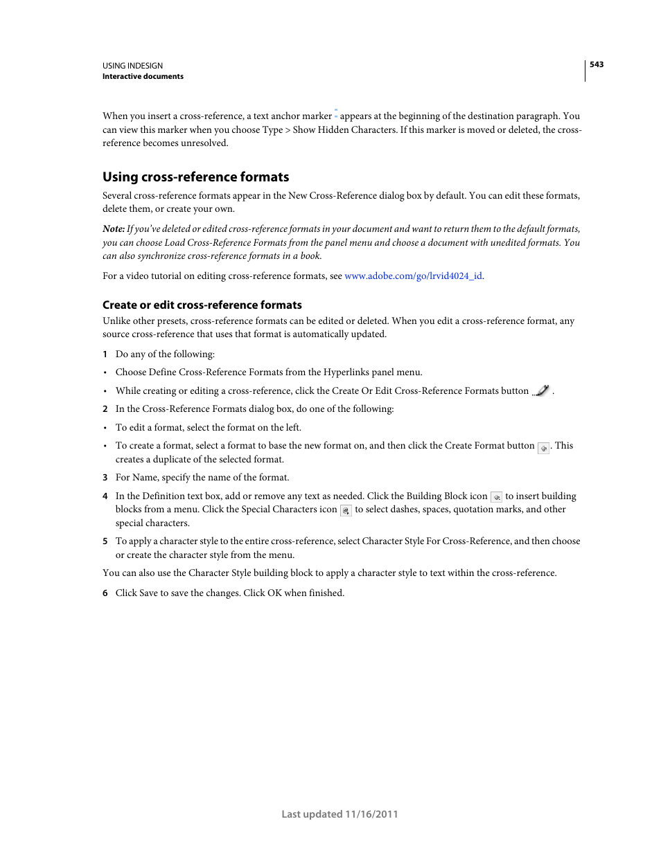 Using cross-reference formats, Create or edit cross-reference formats | Adobe InDesign CS5 User Manual | Page 549 / 710