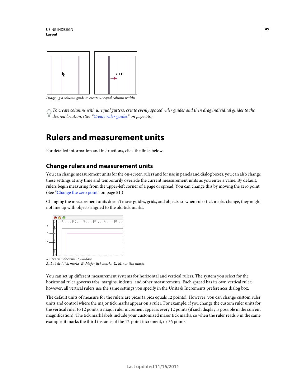 Rulers and measurement units, Change rulers and measurement units | Adobe InDesign CS5 User Manual | Page 55 / 710