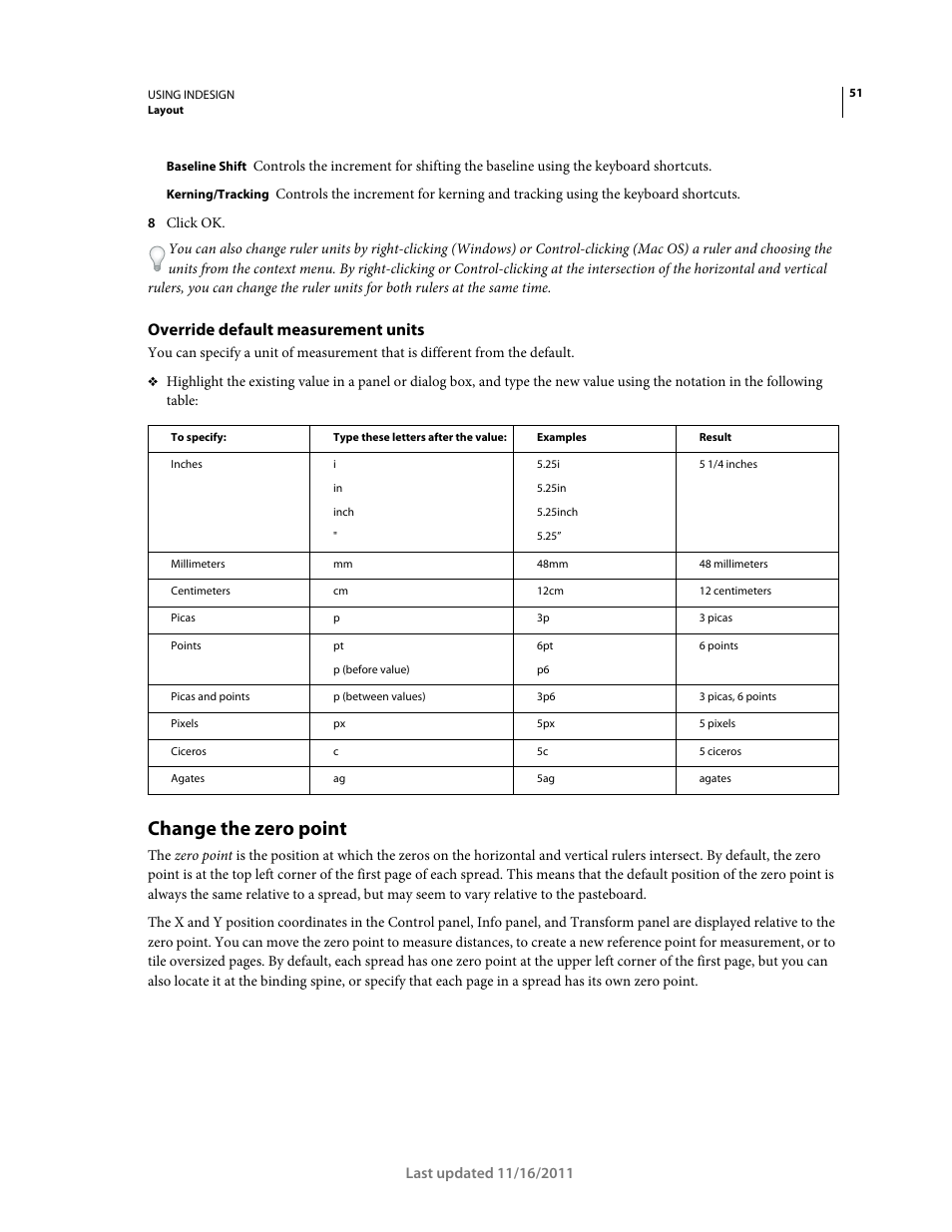 Override default measurement units, Change the zero point | Adobe InDesign CS5 User Manual | Page 57 / 710