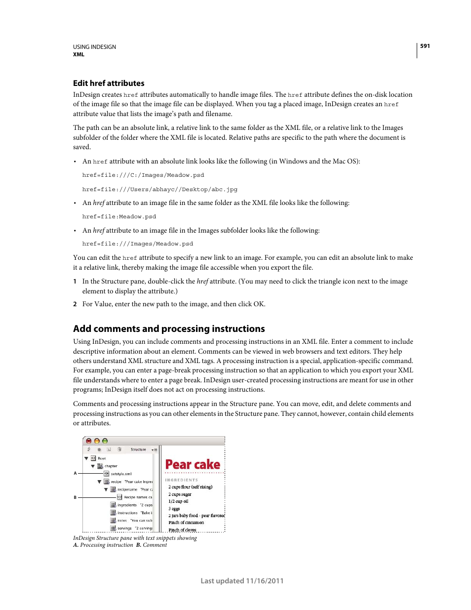 Edit href attributes, Add comments and processing instructions | Adobe InDesign CS5 User Manual | Page 597 / 710