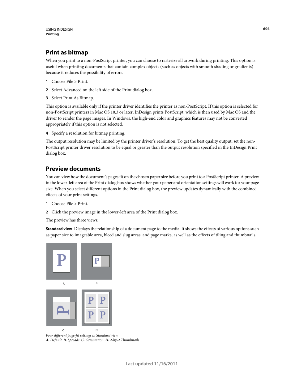 Print as bitmap, Preview documents | Adobe InDesign CS5 User Manual | Page 610 / 710