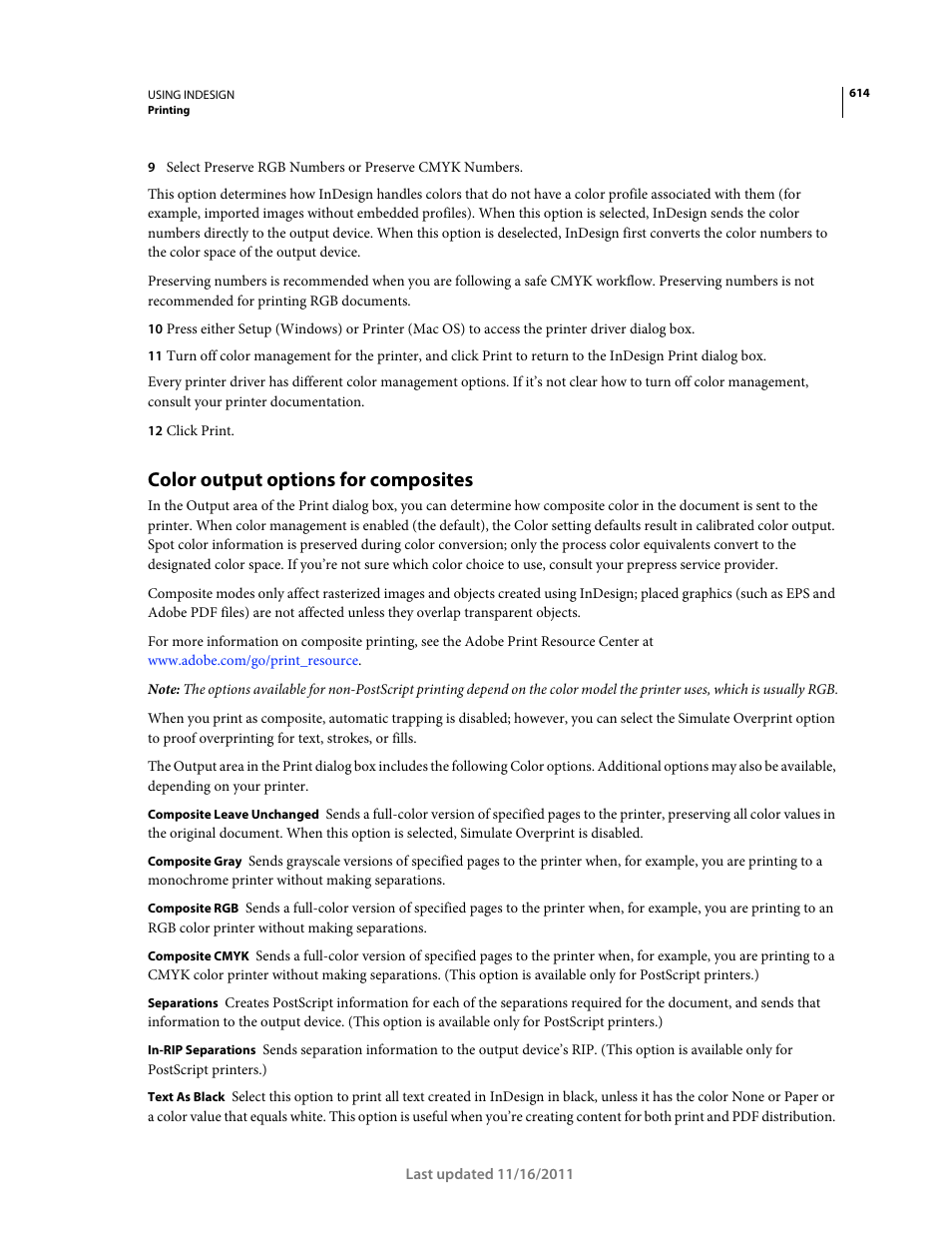 Color output options for composites | Adobe InDesign CS5 User Manual | Page 620 / 710