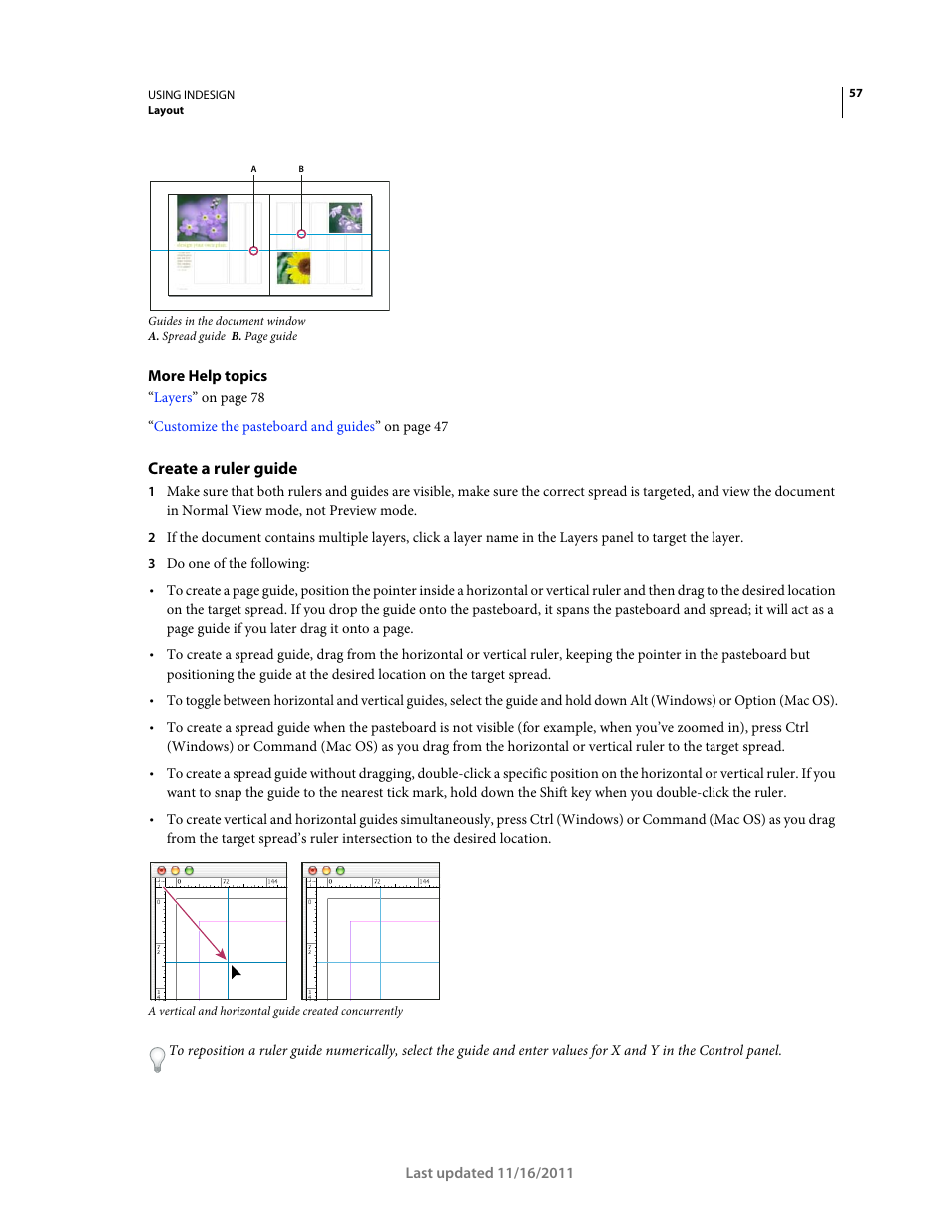 Create a ruler guide | Adobe InDesign CS5 User Manual | Page 63 / 710