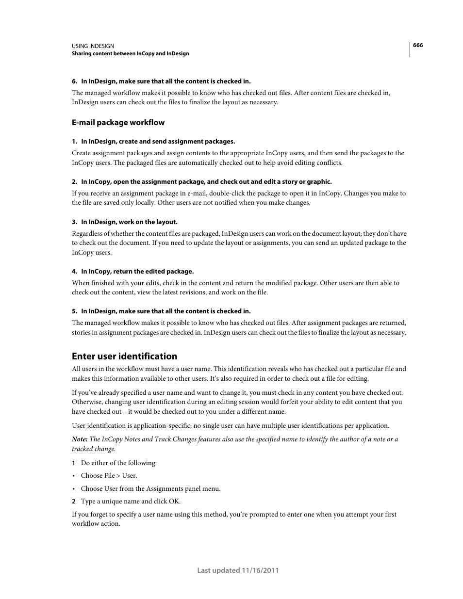 E-mail package workflow, Enter user identification | Adobe InDesign CS5 User Manual | Page 672 / 710