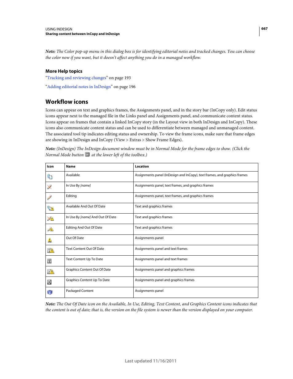 Workflow icons | Adobe InDesign CS5 User Manual | Page 673 / 710