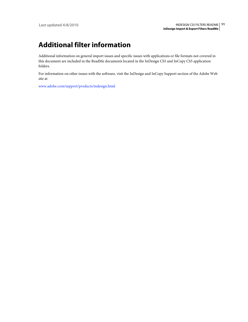 Additional filter information | Adobe InDesign Filters Readme User Manual | Page 15 / 15