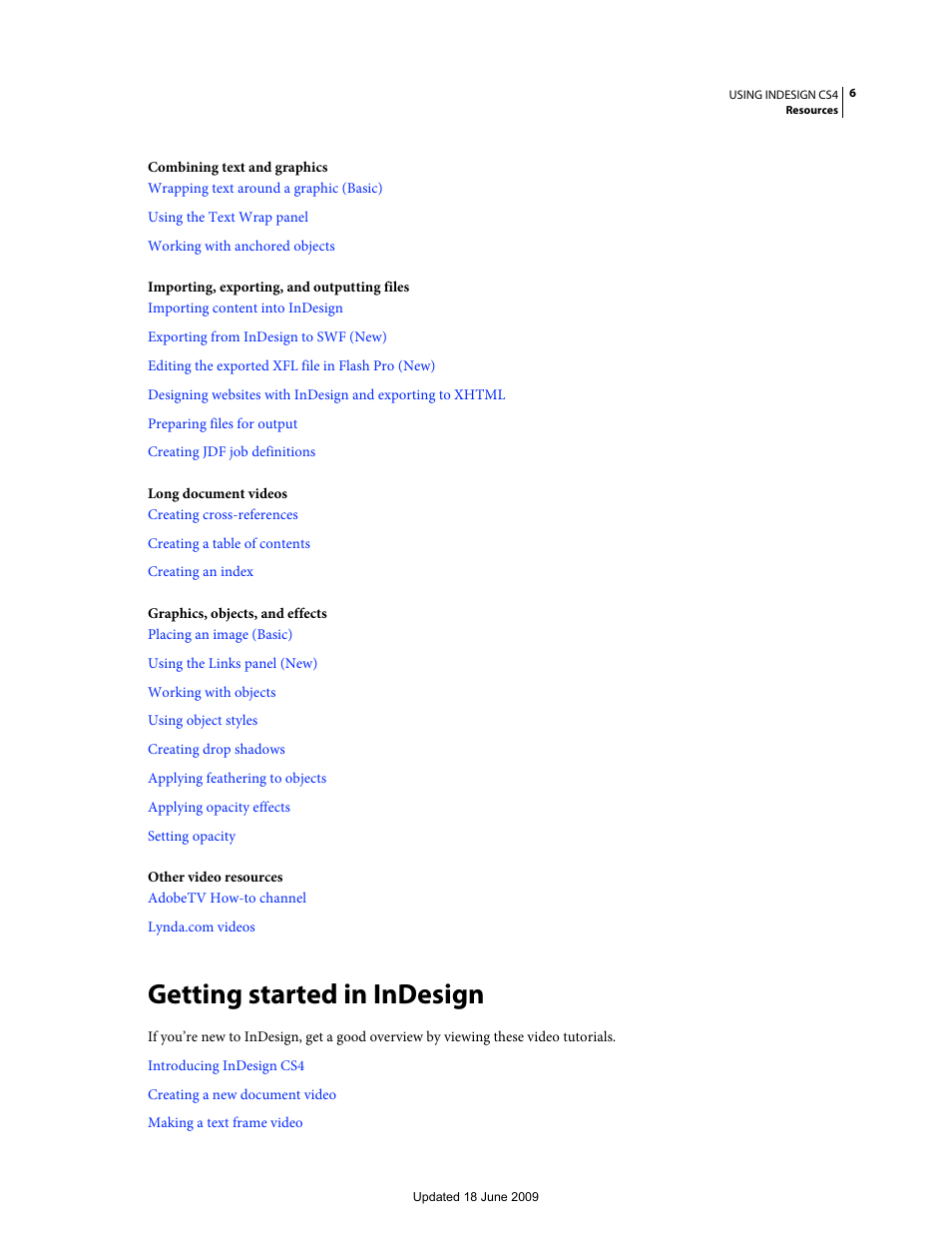Getting started in indesign | Adobe InDesign CS4 User Manual | Page 14 / 717