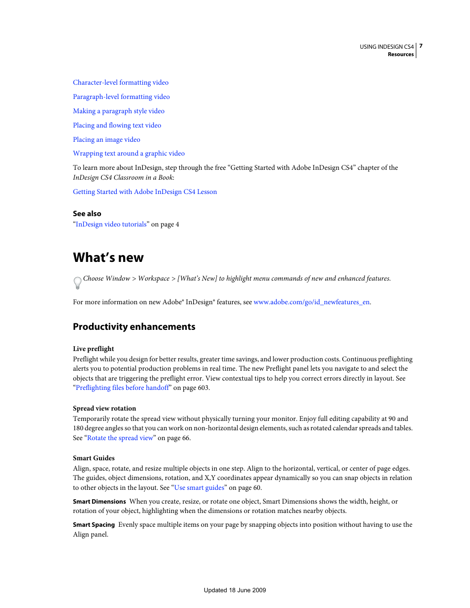What’s new, Productivity enhancements | Adobe InDesign CS4 User Manual | Page 15 / 717