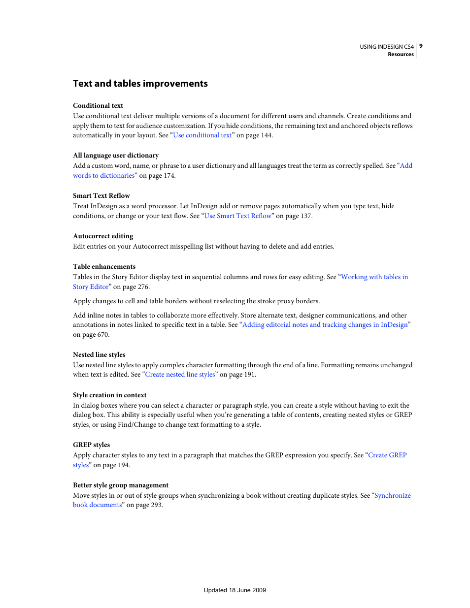 Text and tables improvements | Adobe InDesign CS4 User Manual | Page 17 / 717