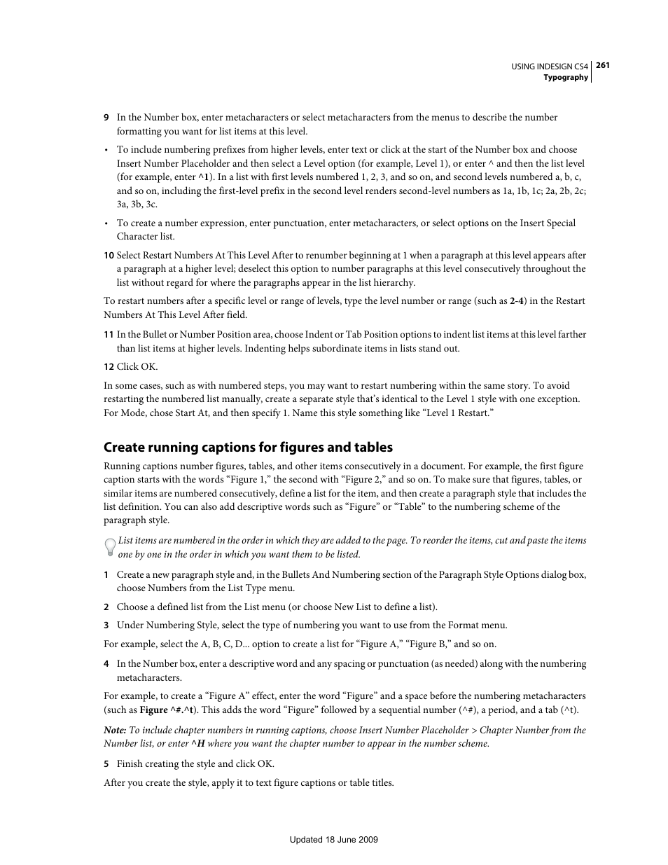 Create running captions for figures and tables | Adobe InDesign CS4 User Manual | Page 269 / 717