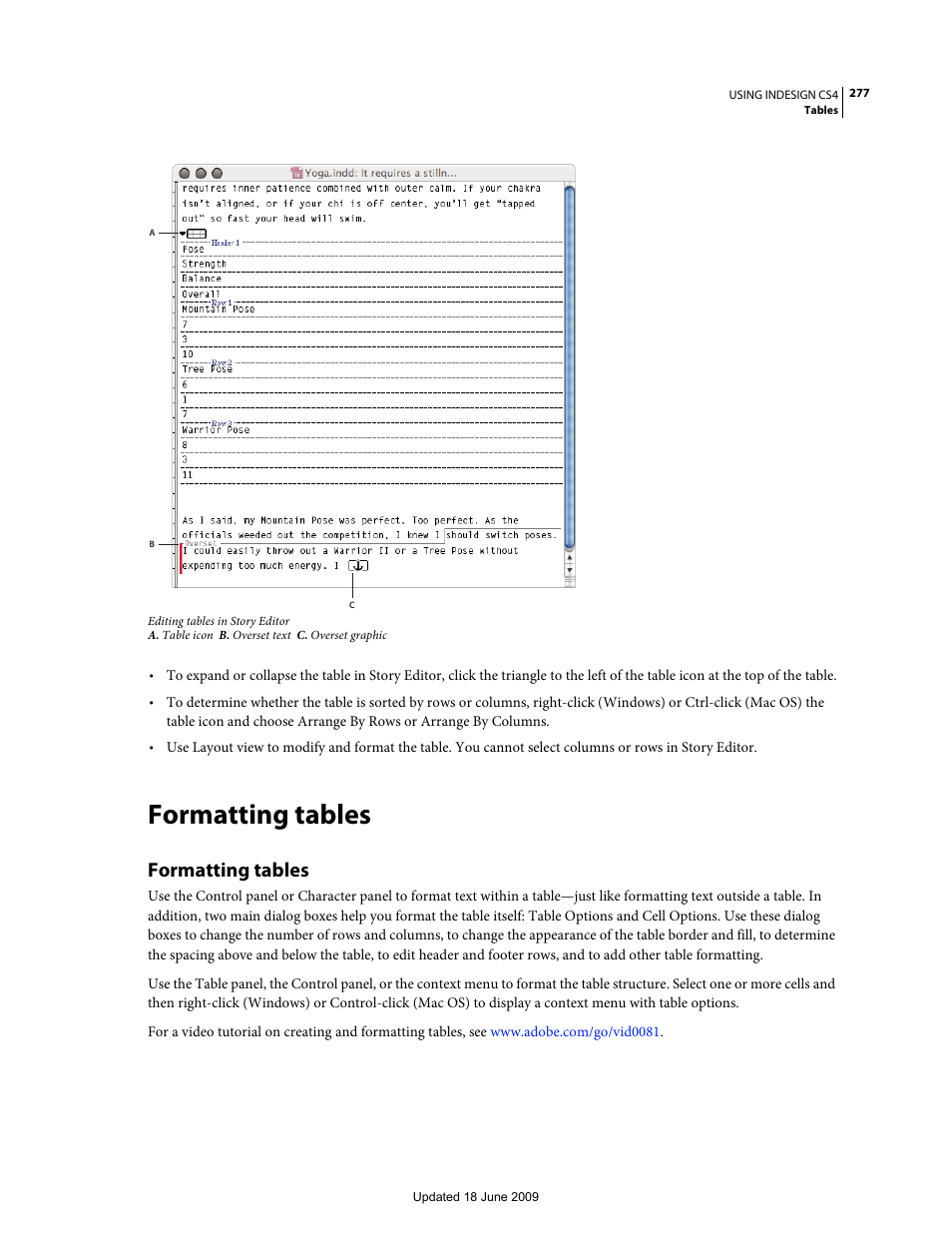 Formatting tables | Adobe InDesign CS4 User Manual | Page 285 / 717