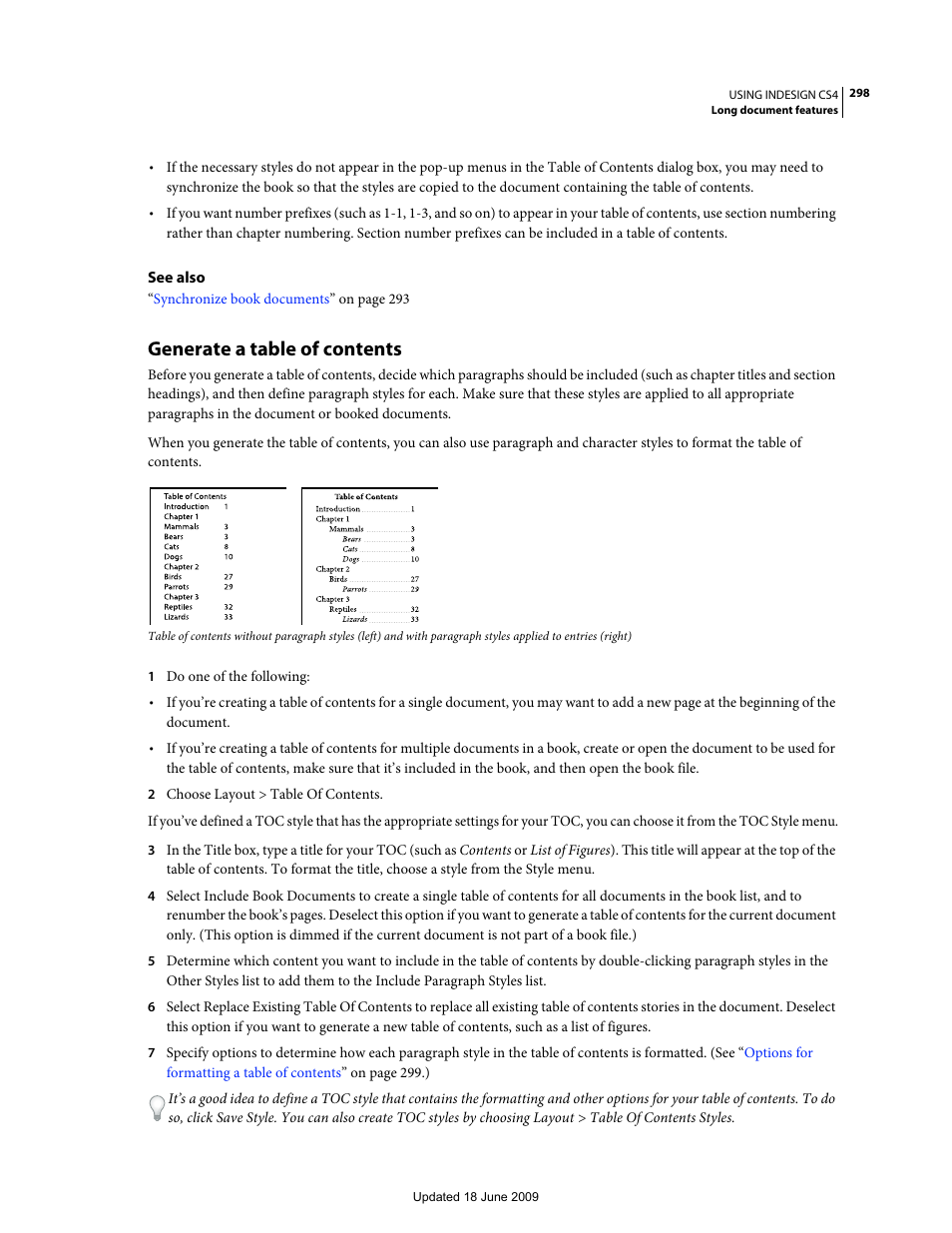 Generate a table of contents | Adobe InDesign CS4 User Manual | Page 306 / 717