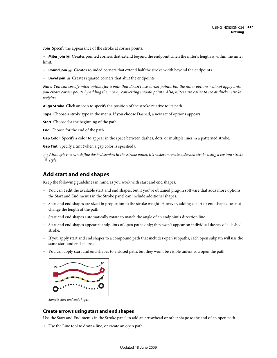 Add start and end shapes, Create arrows using start and end shapes | Adobe InDesign CS4 User Manual | Page 345 / 717