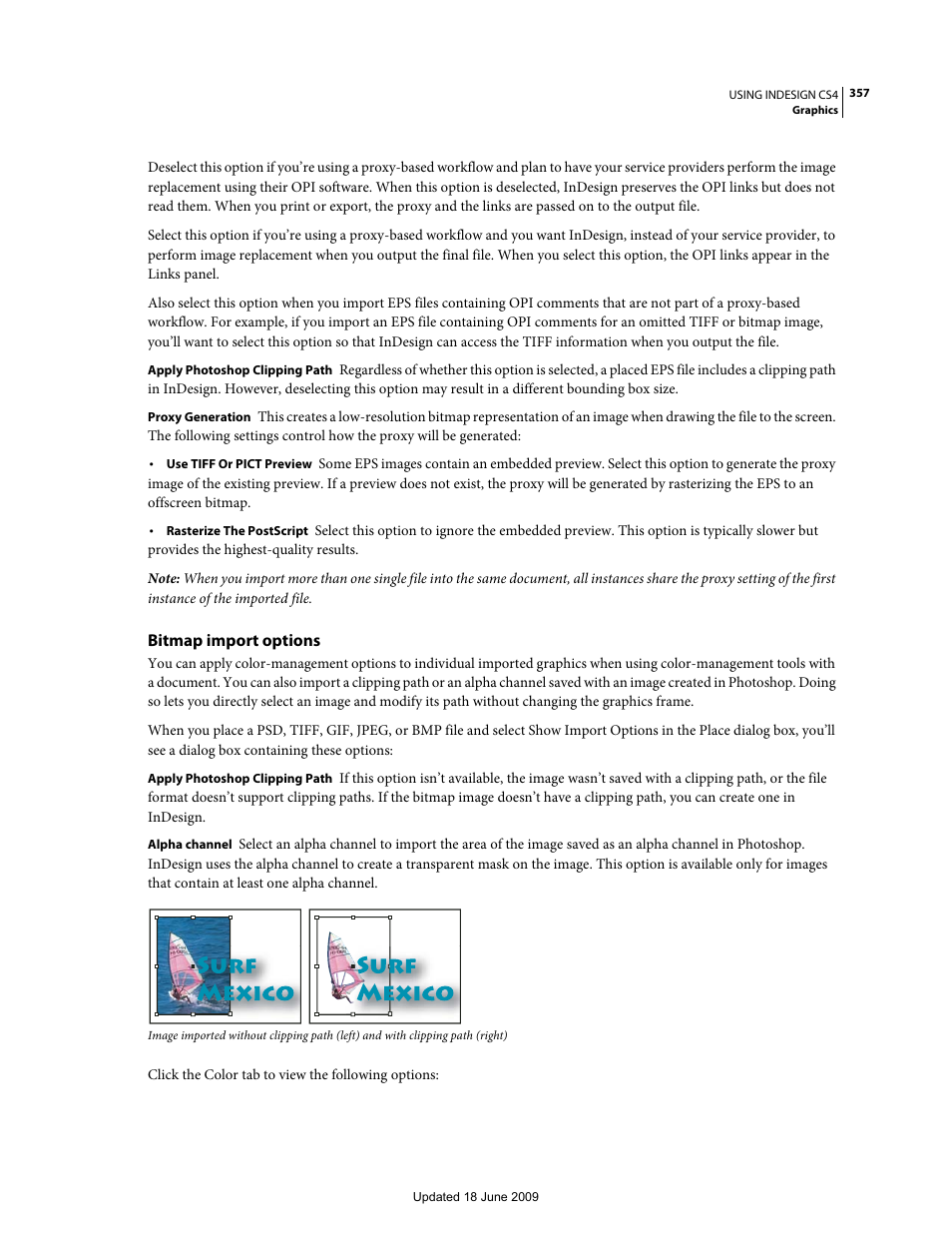 Bitmap import options | Adobe InDesign CS4 User Manual | Page 365 / 717