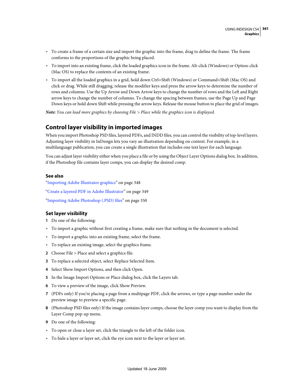 Control layer visibility in imported images, Set layer visibility | Adobe InDesign CS4 User Manual | Page 369 / 717