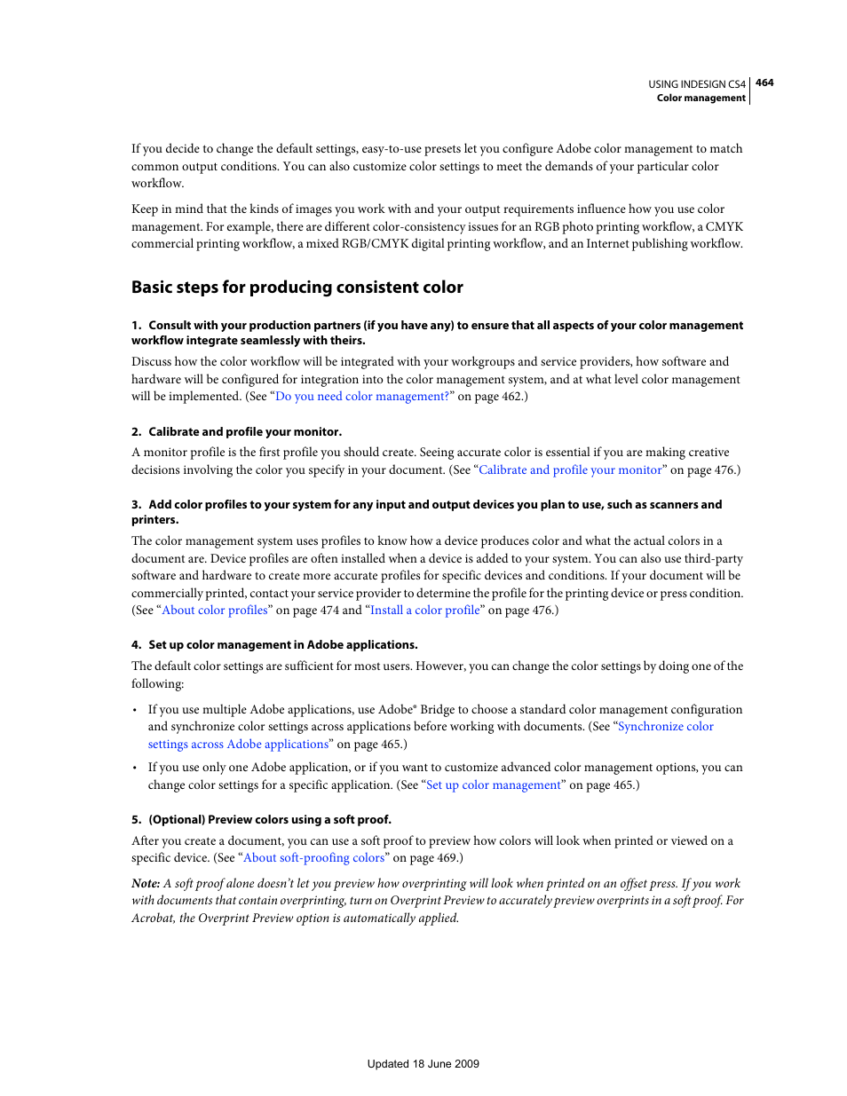Basic steps for producing consistent color | Adobe InDesign CS4 User Manual | Page 472 / 717