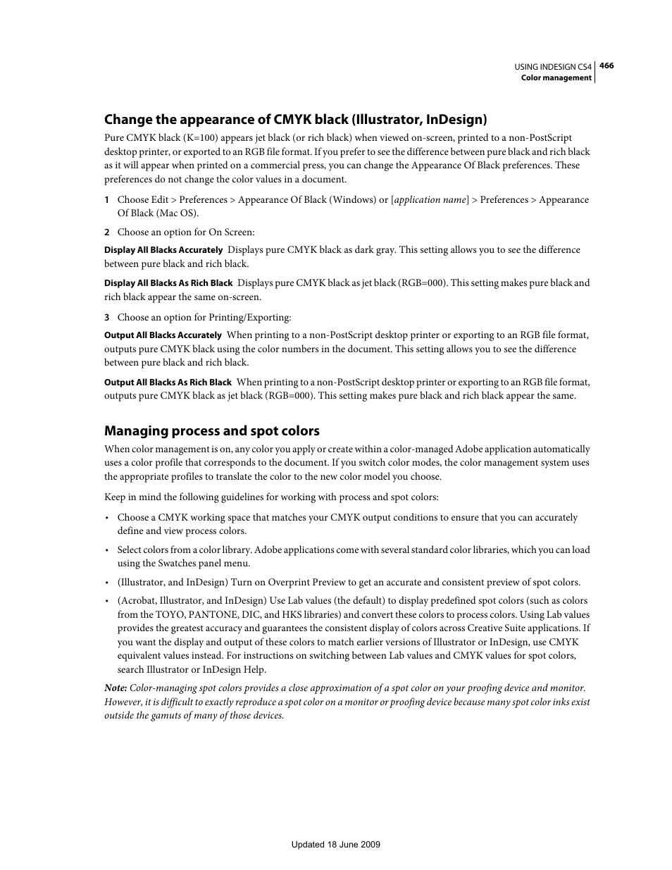 Managing process and spot colors | Adobe InDesign CS4 User Manual | Page 474 / 717