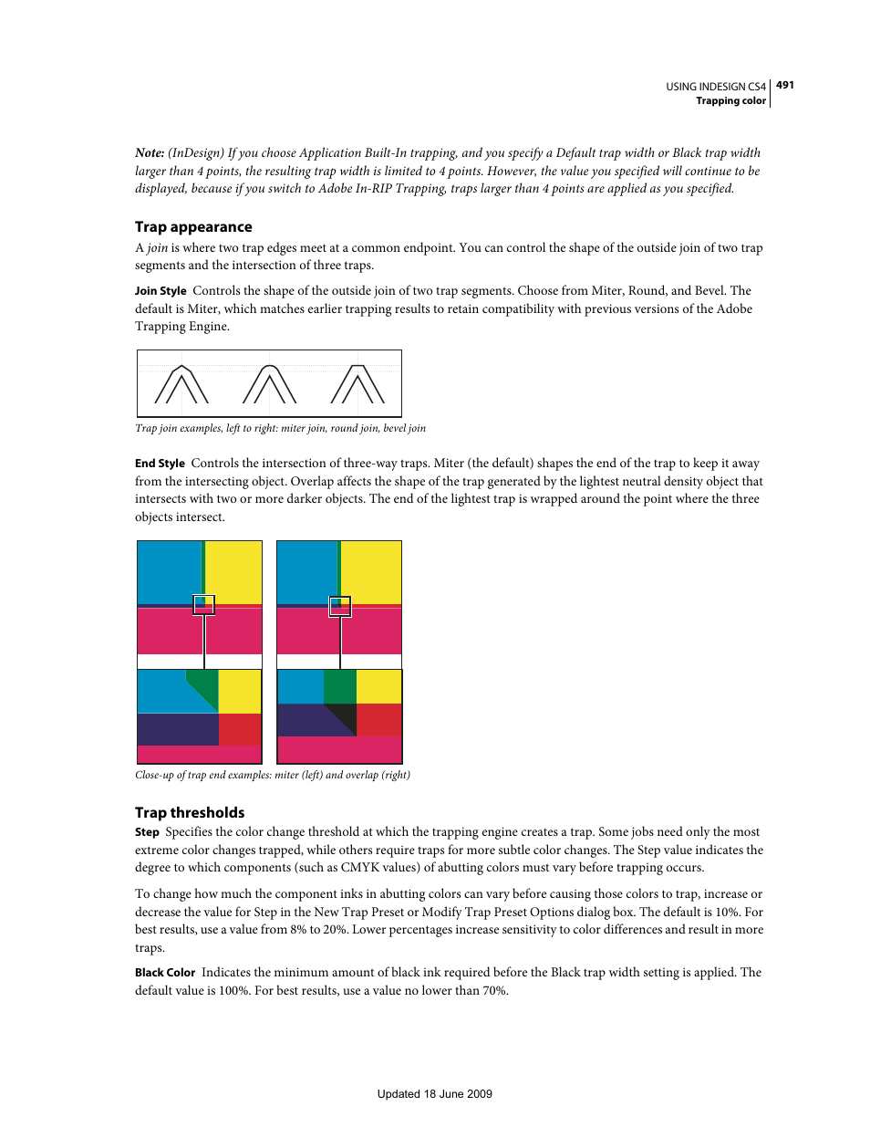 Trap appearance, Trap thresholds | Adobe InDesign CS4 User Manual | Page 499 / 717