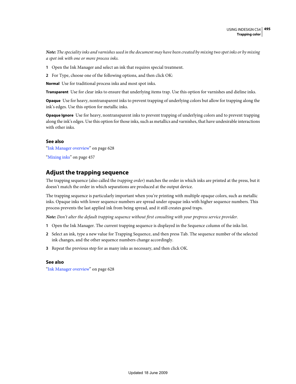 Adjust the trapping sequence | Adobe InDesign CS4 User Manual | Page 503 / 717