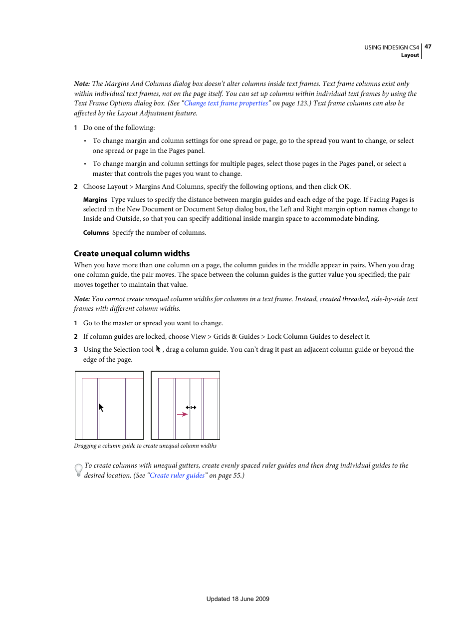 Create unequal column widths | Adobe InDesign CS4 User Manual | Page 55 / 717