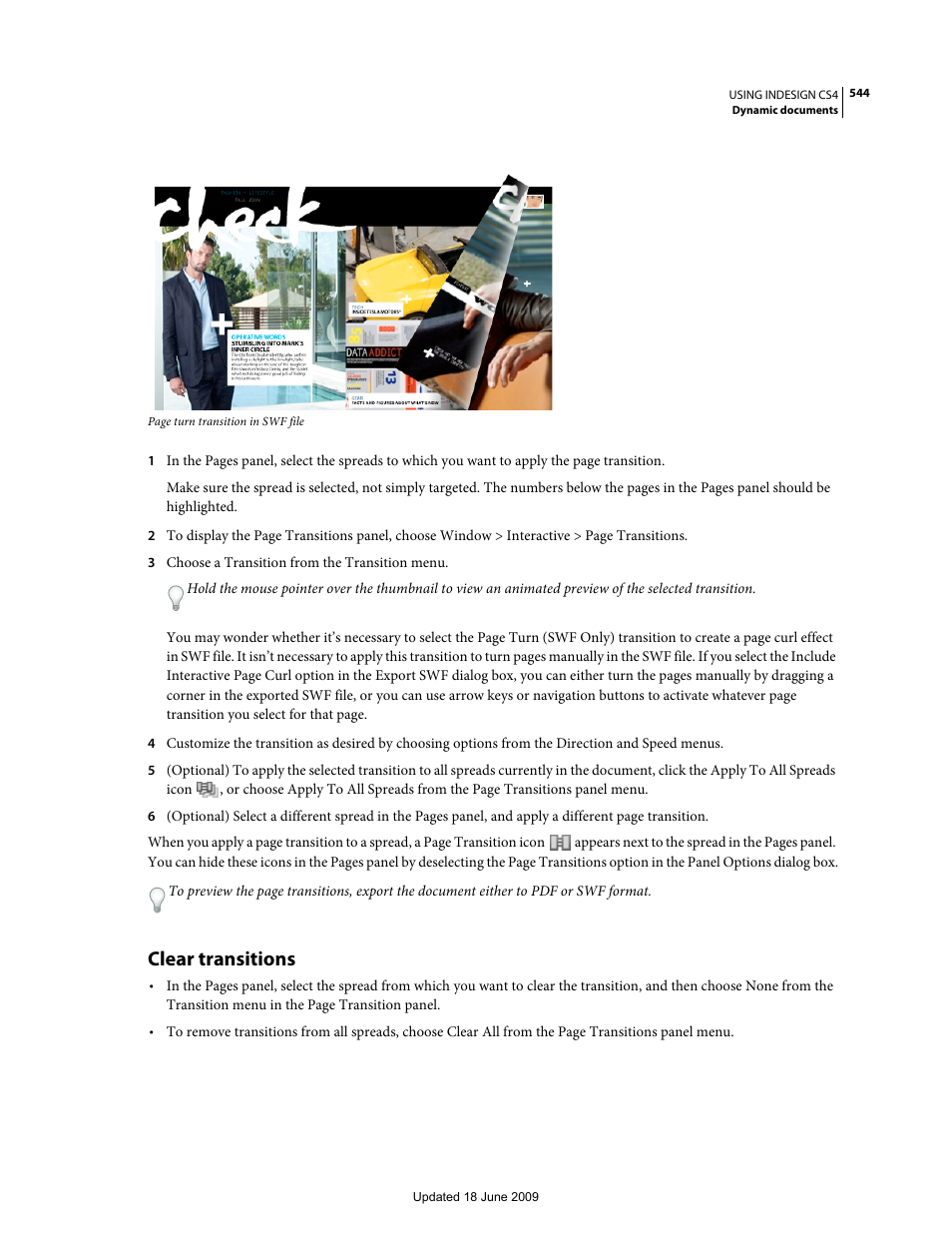 Clear transitions | Adobe InDesign CS4 User Manual | Page 552 / 717