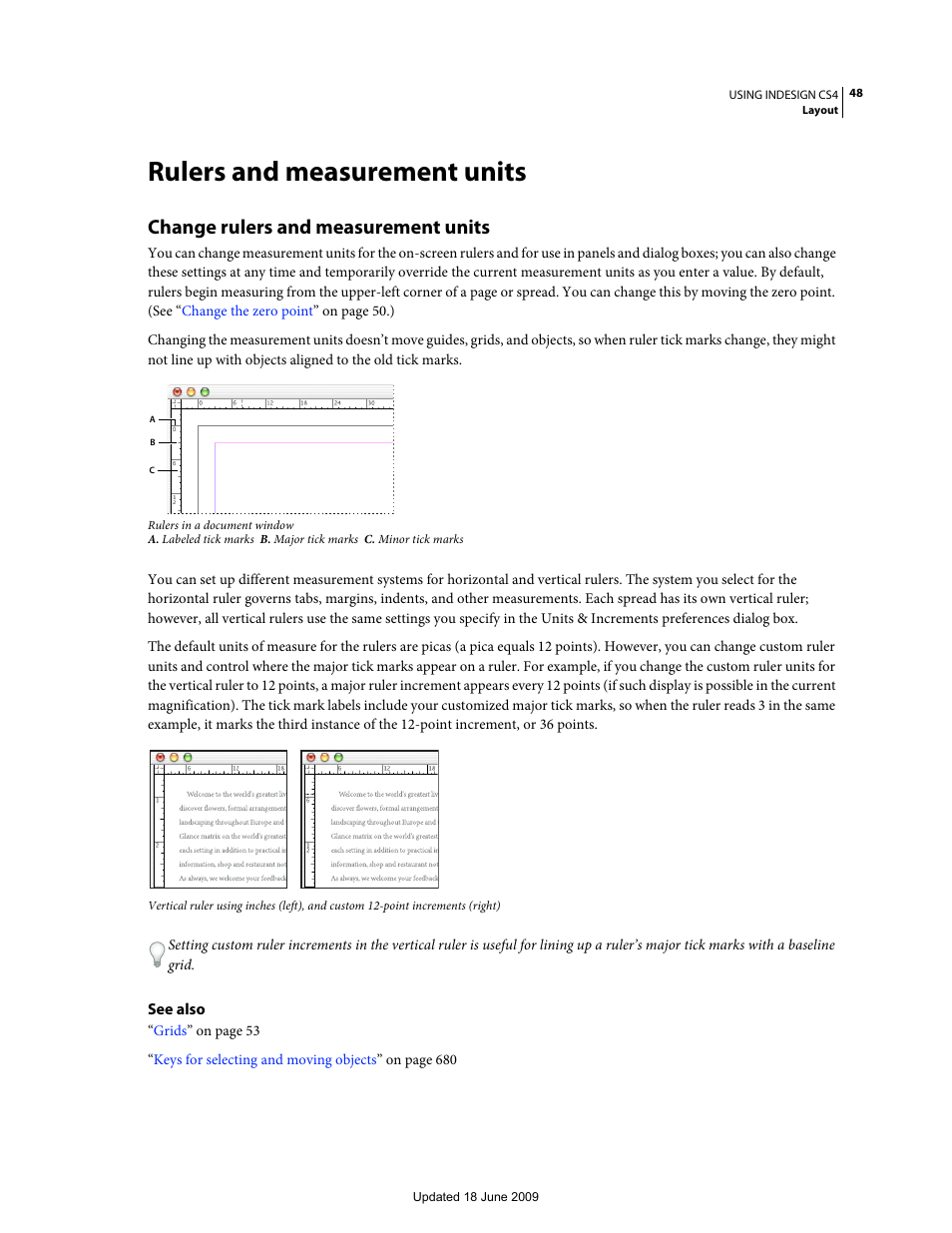 Rulers and measurement units, Change rulers and measurement units | Adobe InDesign CS4 User Manual | Page 56 / 717