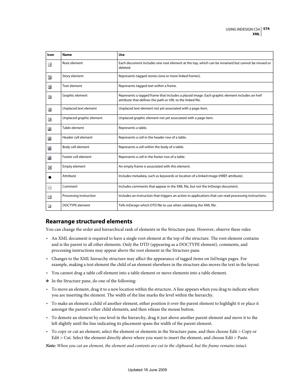 Rearrange structured elements | Adobe InDesign CS4 User Manual | Page 582 / 717