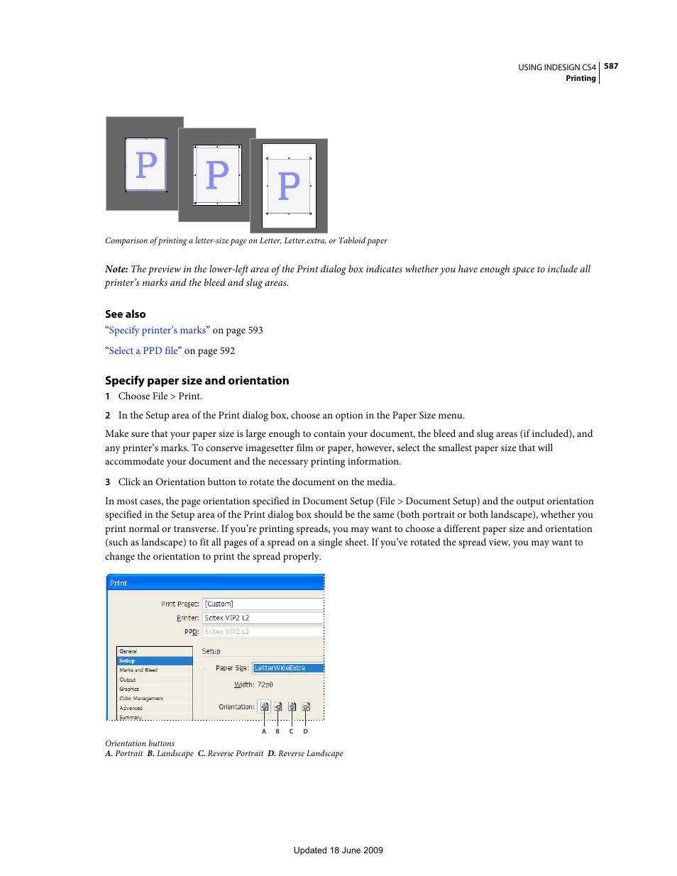 Specify paper size and orientation | Adobe InDesign CS4 User Manual | Page 595 / 717