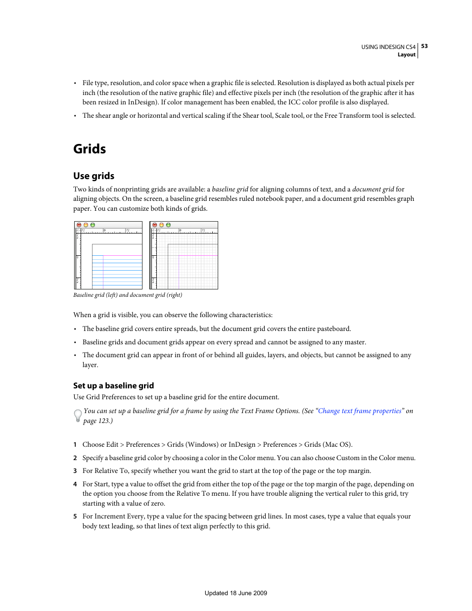 Grids, Use grids, Set up a baseline grid | Adobe InDesign CS4 User Manual | Page 61 / 717