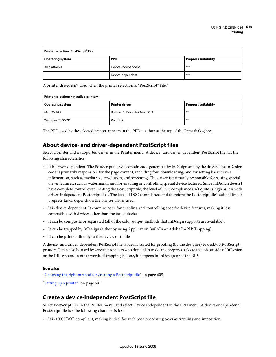 Create a device-independent postscript file | Adobe InDesign CS4 User Manual | Page 618 / 717