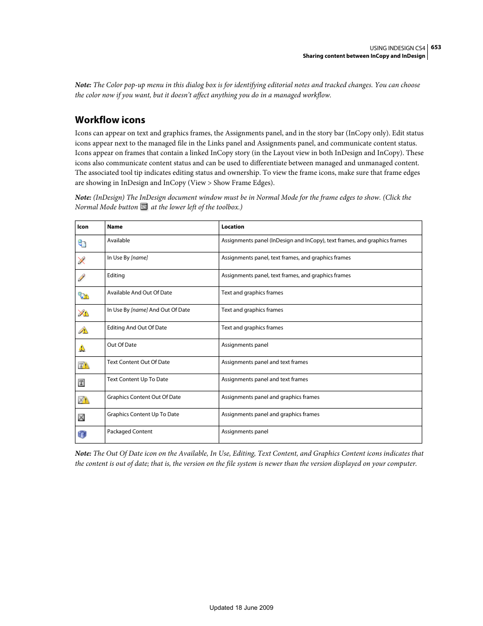 Workflow icons | Adobe InDesign CS4 User Manual | Page 661 / 717