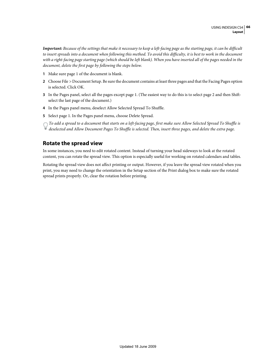 Rotate the spread view | Adobe InDesign CS4 User Manual | Page 74 / 717