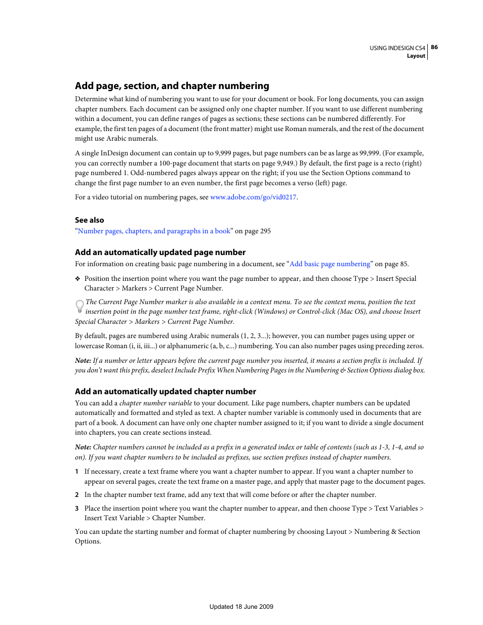 Add an automatically updated chapter number | Adobe InDesign CS4 User Manual | Page 94 / 717