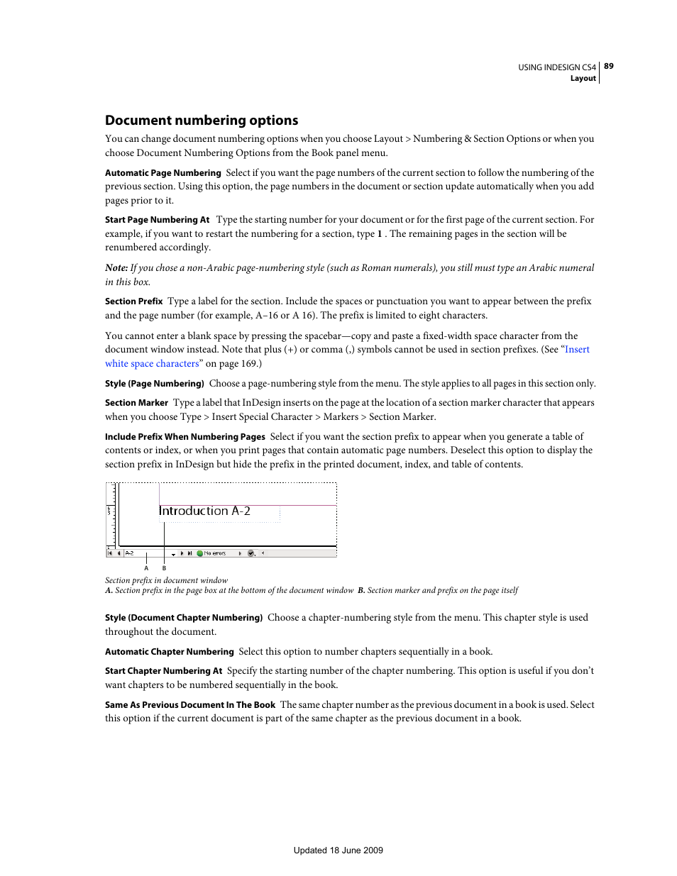 Document numbering options | Adobe InDesign CS4 User Manual | Page 97 / 717