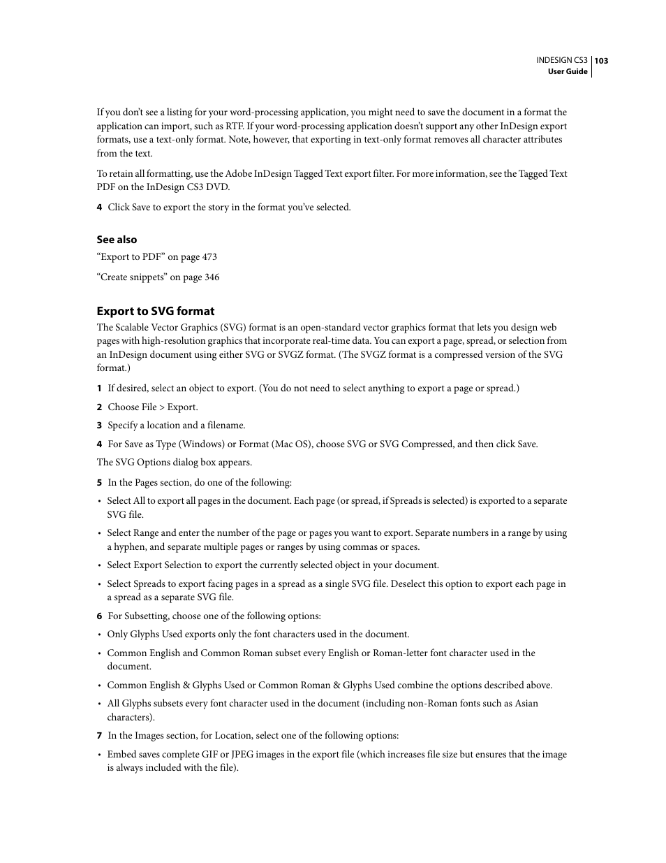 Export to svg format | Adobe InDesign CS3 User Manual | Page 110 / 672