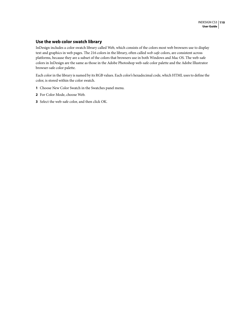 Use the web color swatch library | Adobe InDesign CS3 User Manual | Page 117 / 672