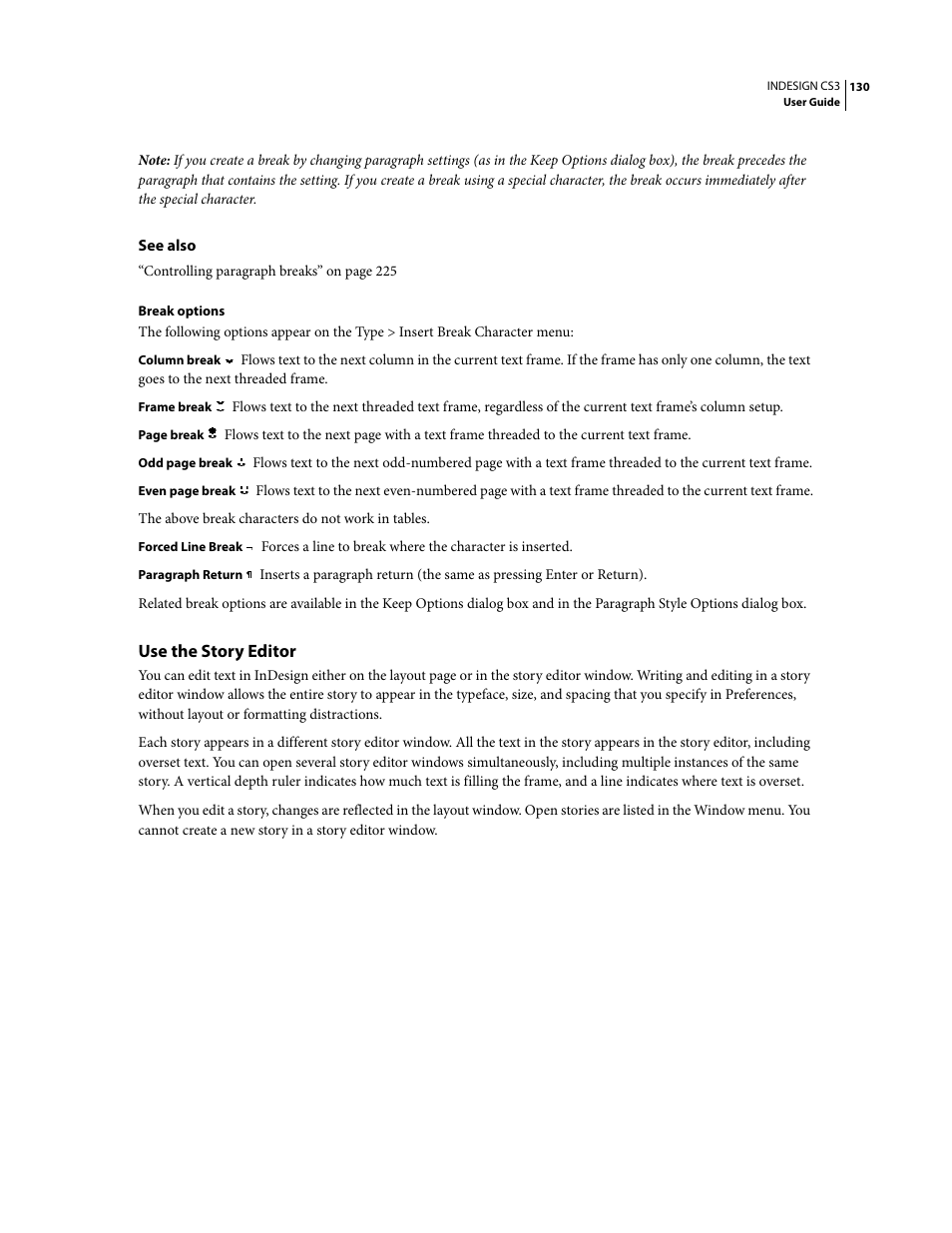 Use the story editor | Adobe InDesign CS3 User Manual | Page 137 / 672
