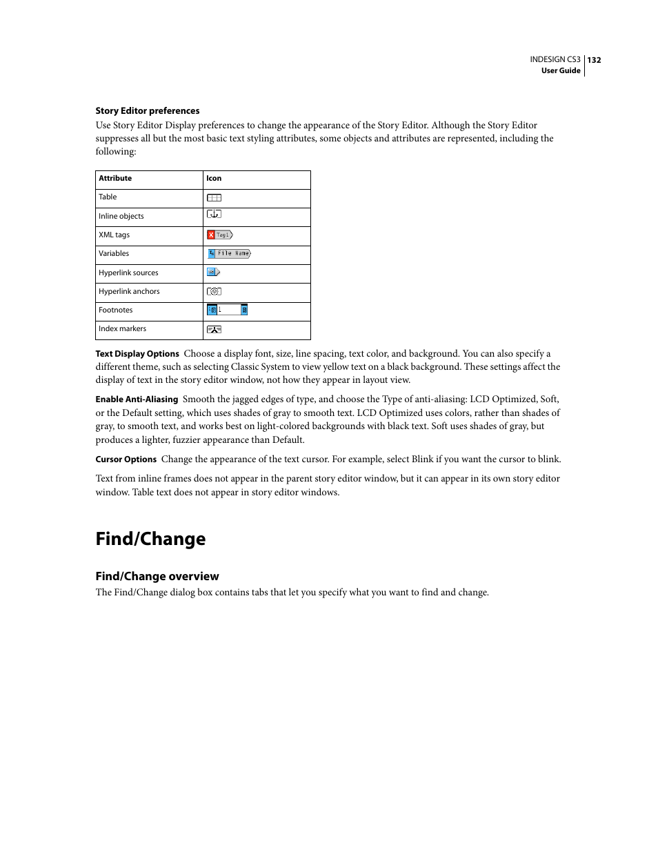 Find/change, Find/change overview | Adobe InDesign CS3 User Manual | Page 139 / 672