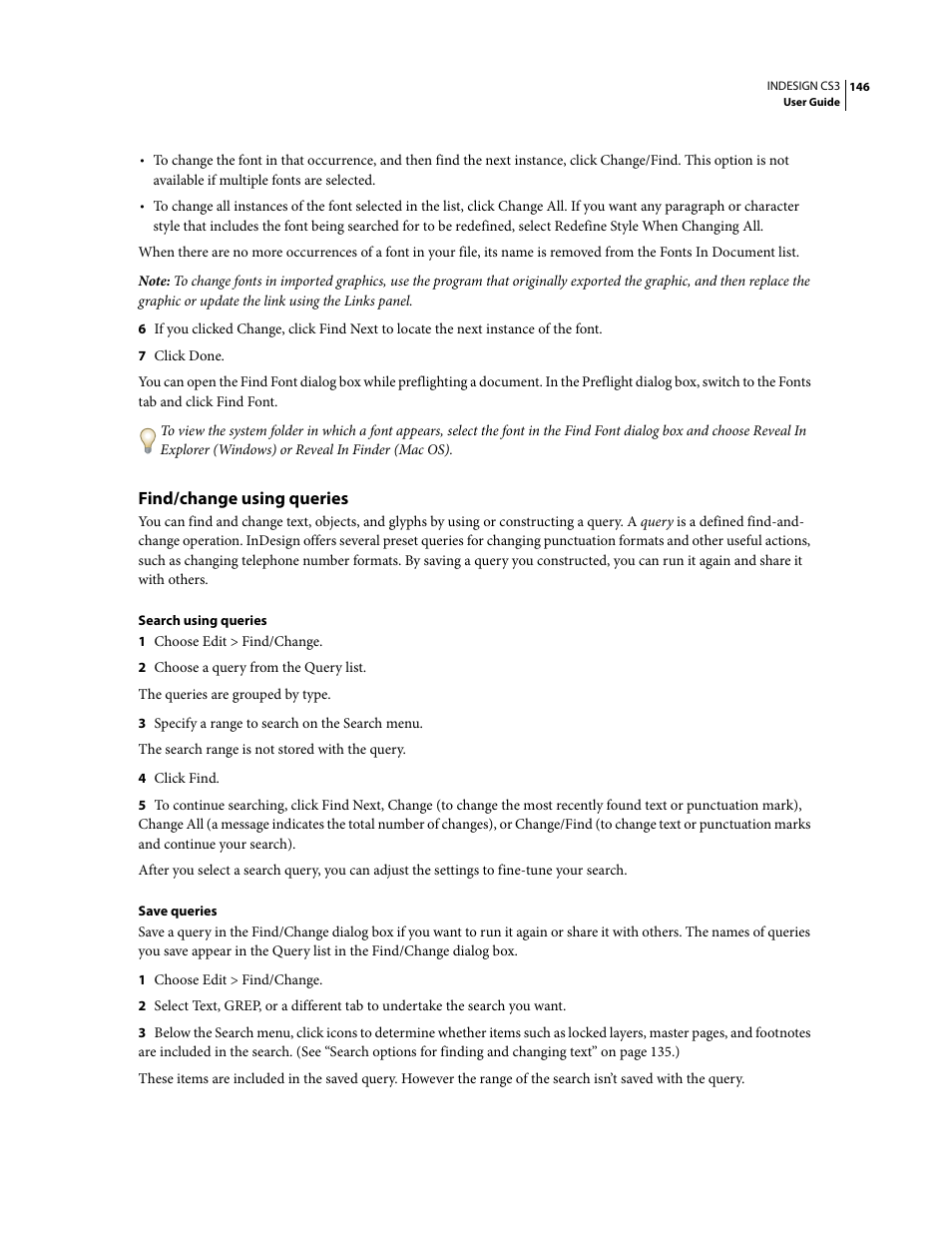 Find/change using queries | Adobe InDesign CS3 User Manual | Page 153 / 672