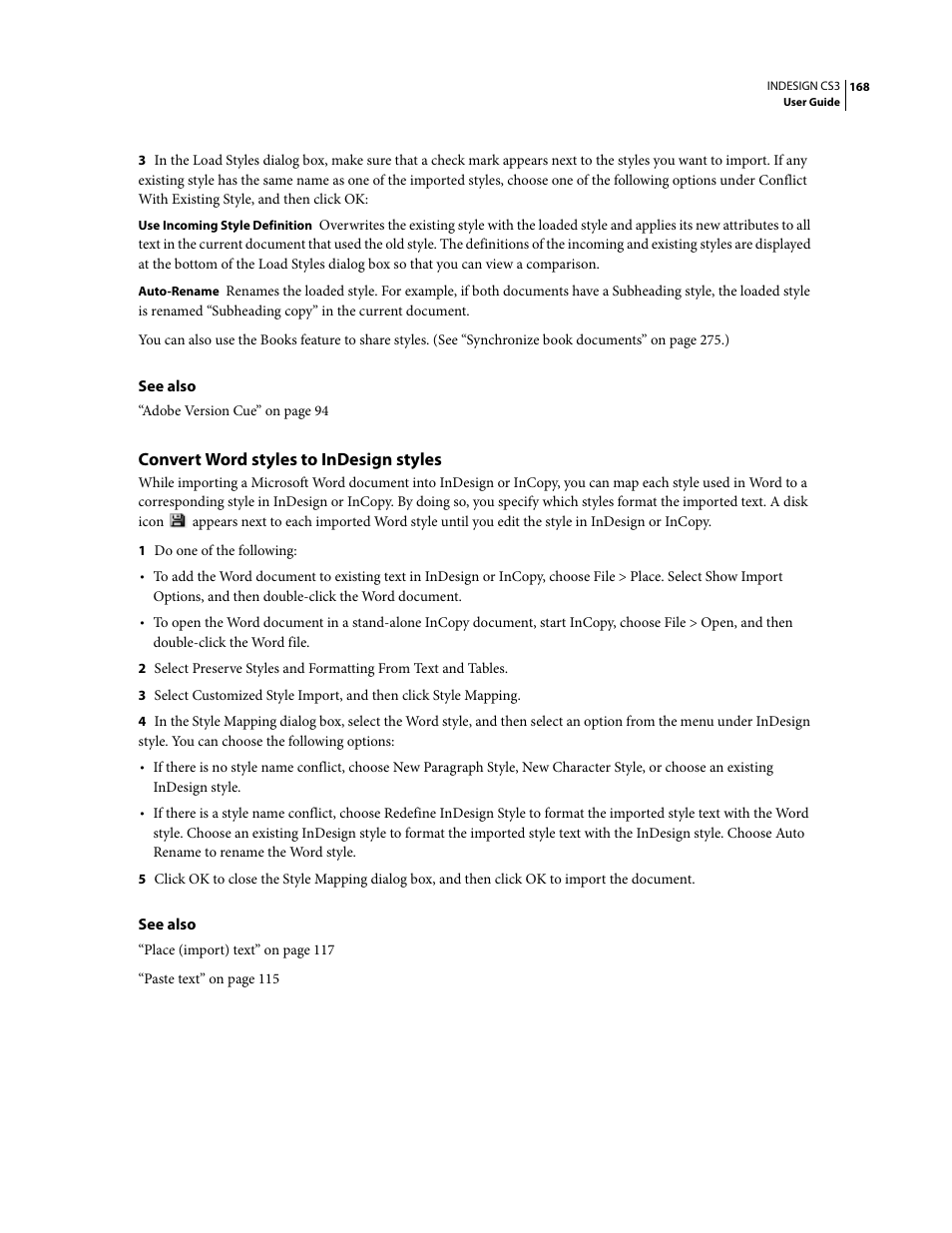 Convert word styles to indesign styles | Adobe InDesign CS3 User Manual | Page 175 / 672
